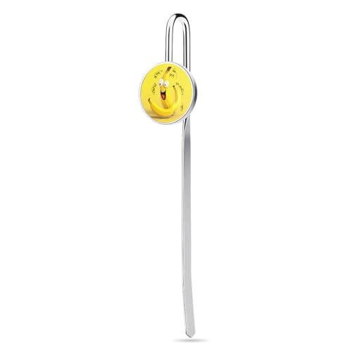 Lesezeichen aus Edelstahl und Metall, gelbe Banane, personalisierte Lesezeichen, lustige Lesezeichen, Haken, Buchklammer, Lesezubehör für Leseratten, Buchkameraden, Buchliebhaber, Geschenk, 2,5 cm von KWQDOZF