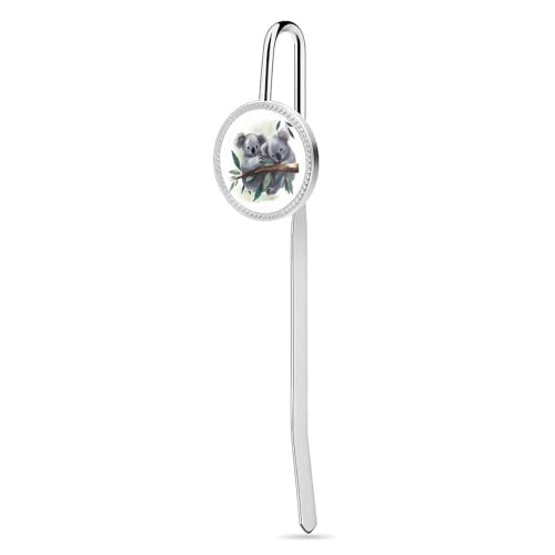 Lesezeichen aus Edelstahl und Metall, lustige Koalas, personalisierte Lesezeichen, lustige Lesezeichen, Haken, Buchklammer, Lesezubehör für Leseratten, Buchkameraden, Buchliebhaber, Geschenk, 3 cm von KWQDOZF