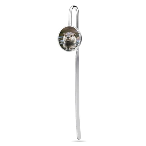 Lesezeichen aus Edelstahl und Metall, niedlicher Otter, personalisierte Lesezeichen, lustige Lesezeichen, Haken, Buchklammer, Lesezubehör für Leseratten, Buchkameraden, Buchliebhaber, Geschenk, 2,5 cm von KWQDOZF