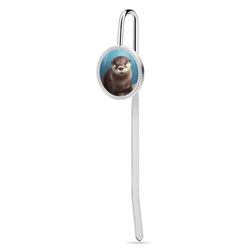 Lesezeichen aus Edelstahl und Metall, niedlicher Otter, personalisierte Lesezeichen, lustige Lesezeichen, Haken, Buchklammer, Lesezubehör für Leseratten, Buchkameraden, Buchliebhaber, Geschenk, 3 cm von KWQDOZF