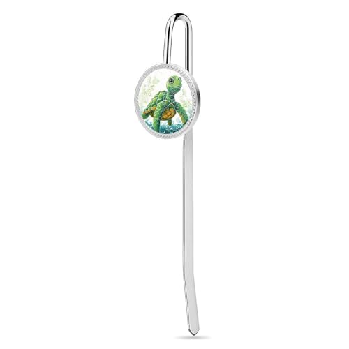 Lesezeichen mit Cartoon-Schildkröten-Muster zum Lesen, elegantes, rostfreies Buchzubehör, langlebige Seitenmarkierungen für Frauen und Männer, Geschenke für Buchliebhaber, 3 cm von KWQDOZF