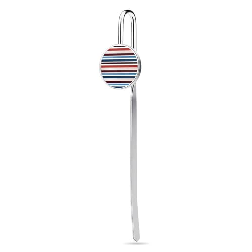 Lesezeichen mit rot-blau-weiß-grauen Streifen zum Lesen, elegantes, rostfreies Buchzubehör, langlebige Seitenmarkierungen für Frauen und Männer, Geschenke für Buchliebhaber, 2,5 cm von KWQDOZF