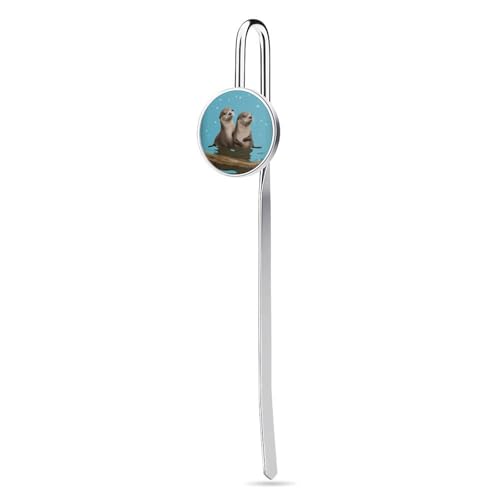 Lesezeichen mit zwei Wasserfaultieren zum Lesen, elegantes, rostfreies Buchzubehör, langlebige Seitenmarkierungen für Frauen und Männer, Geschenke für Buchliebhaber, 2,5 cm von KWQDOZF