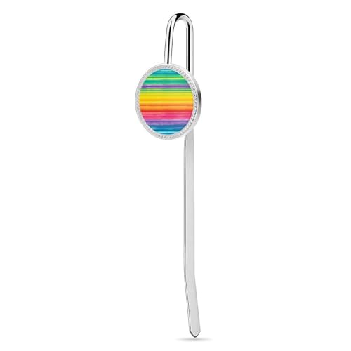 Regenbogenfarbenes gestreiftes Lesezeichen zum Lesen, elegantes, rostfreies Buchzubehör, langlebige Seitenmarkierungen für Frauen und Männer, Geschenke für Buchliebhaber, 3 cm von KWQDOZF