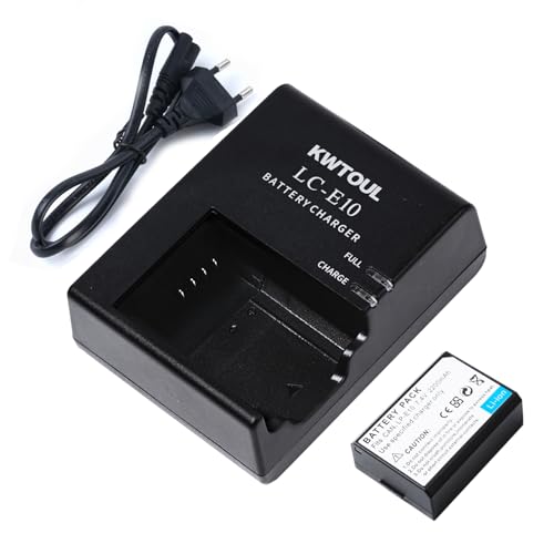 KWTOUL LP-E10 Batterie und Ladegerät LC-E10C LC-E10 LC-E10E Kompatibel mit Canon EOS Rebel T3 T5 T6 T7 T100 Kiss X50 X70 X80 X90 1100D 1200D 1300D 1500D 4000D von KWTOUL