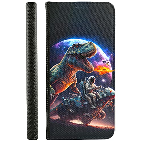 Handyhülle für Samsung Galaxy A10 Hülle aus Kunstleder zum klappen mit Motiv 3522 T-Rex Astronaut im Weltall von KX-Mobile