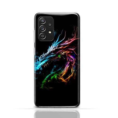 Handyhülle für Samsung Galaxy A12 Hülle aus Silikon/TPU für die Rückseite mit Motiv 3527 bunter Drache Rauch Schwarz von KX-Mobile