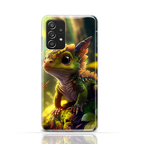 KX-Mobile Handyhülle für Samsung Galaxy M33 5G Hülle aus Silikon/TPU für die Rückseite mit Motiv 3523 süßer Babydrache im Grünen von KX-Mobile
