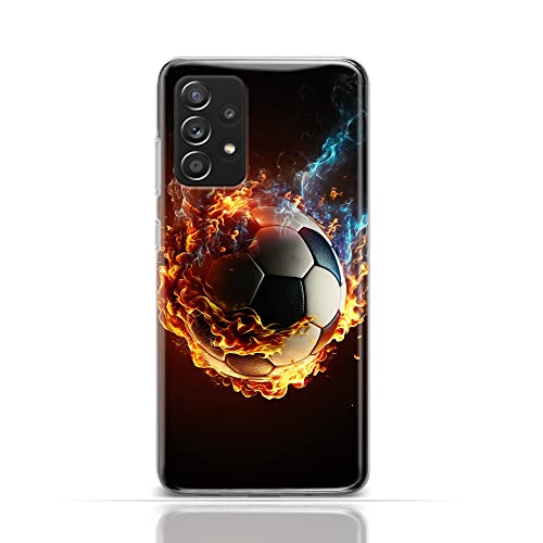 KX-Mobile Handyhülle für iPhone 13 Mini Hülle aus Silikon/TPU für die Rückseite mit Motiv 3535 Fußball Feuer Blauer Rauch von KX-Mobile