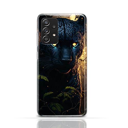 KX-Mobile Handyhülle für iPhone 14 Hülle aus Silikon/TPU für die Rückseite mit Motiv 3533 schwarzer Panther leuchtende gelbe Augen von KX-Mobile