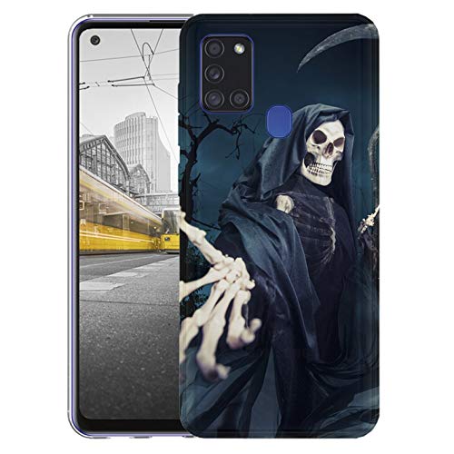 KX-Mobile Hülle für Samsung A21s Handyhülle Motiv 1332 Sensenmann Totenkopf Skull Bones Premium Silikonhülle SchutzHülle Softcase HandyCover Handyhülle für Samsung Galaxy A21s Hülle von KX-Mobile