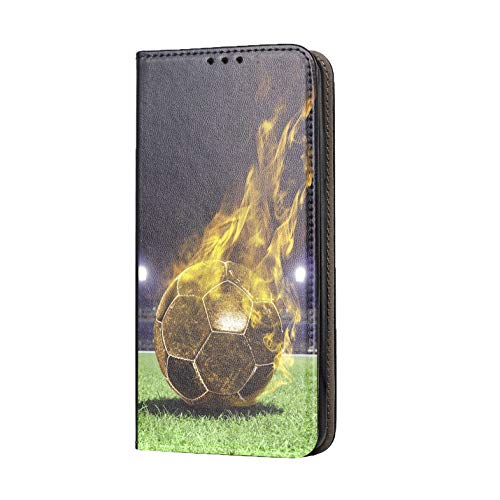 KX-Mobile Hülle für Samsung A41 Handyhülle Motiv 1170 Fussball Fußball Schwarz Gelb Feuer Premium Smart aus Kunstleder einseitig Bedruckt HandyCover Handyhülle für Samsung Galaxy A41 Hülle von KX-Mobile