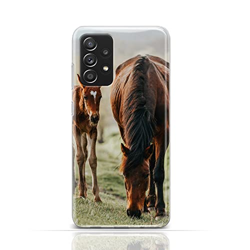 KX-Mobile Hülle für Samsung Galaxy A13 5G Handyhülle Schutzhülle aus weichem Silikon TPU Softcase mit Motiv 3000 Pferd und Fohlen Braun, SGA135G-3000 von KX-Mobile
