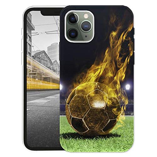 KX-Mobile Hülle für iPhone 11 Pro Handyhülle Motiv 1170 Fussball Fußball Schwarz Gelb Feuer Premium Silikonhülle SchutzHülle Softcase HandyCover Handyhülle für iPhone 11 Pro Hülle von KX-Mobile