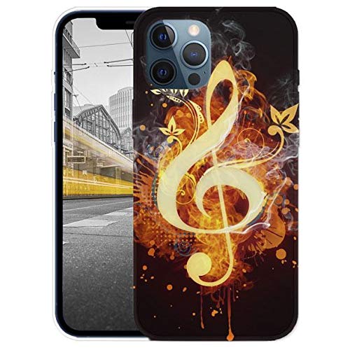 KX-Mobile Hülle für iPhone 12 Mini Handyhülle Motiv 1412 Notenschlüssel Musik Feuern Premium Silikonhülle SchutzHülle Softcase HandyCover Handyhülle für iPhone 12 Mini Hülle von KX-Mobile