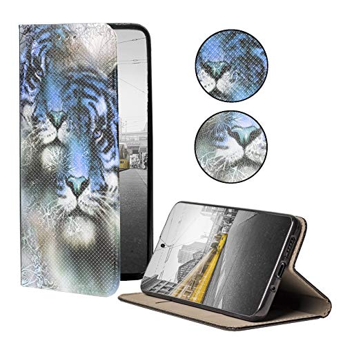 KX-Mobile Hülle für iPhone 6 / 6s Handyhülle Motiv 1026 Tiger/Löwe Blau Weiß Premium Smart aus Kunstleder einseitig Bedruckt HandyCover Handyhülle für iPhone 6 / 6s Hülle von KX-Mobile