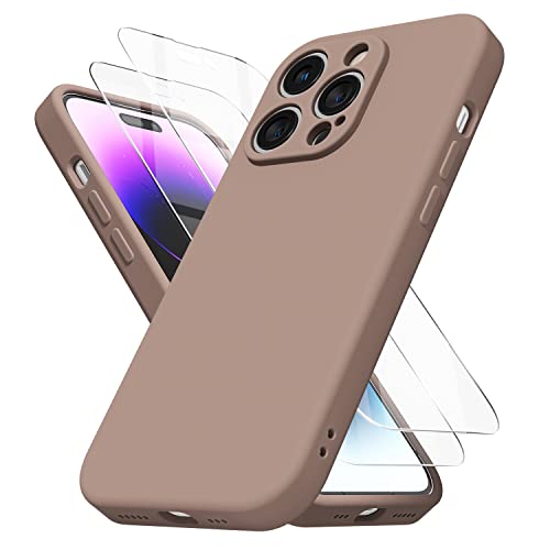 KXAMELIE iPhone 14 Pro Hülle Silikon mit Displayschutz Schutzfolie,für Frauen und Mädchen Solid Schutzhülle Handy Hülle mit Kamera Cover,Dünn Passen Full Cover Stoßfest Weiche Real Flüssige TPU von KXAMELIE