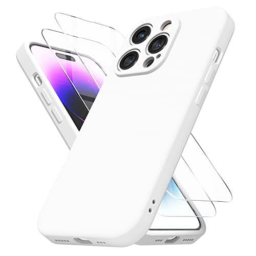 KXAMELIE iPhone 14 Pro Hülle Silikon mit Displayschutz Schutzfolie,für Frauen und Mädchen Solid Schutzhülle Handy Hülle mit Kamera Cover,Dünn Passen Full Cover Stoßfest Weiche Real Flüssige TPU von KXAMELIE