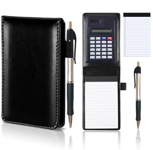 KXF A7 Leder-Notizbuch, klein, Einkaufs-Notizblock, handliches Notizblock, liniert, Reporter, mit Stift und Taschenrechner, barer Schreibblock, 80 Seiten KXF A7 Leder-Notizbuch, klein, Einkaufs-Notizblock, handliches Notizblock, liniert, Reporter, mit Stift und Taschenrechner, barer Schreibblock, 80 Seiten von KXF