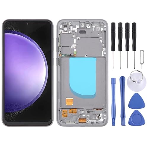 KXPASUKOJX Fr Für Galaxy S23 Fe SM-S711B TFT LCD-Bildschirm-Digitalisierer Vollstndiger Baugruppe mit Rahmen, Nicht untersttzender Fingerabdruck-Identifikation (grau) von KXPASUKOJX
