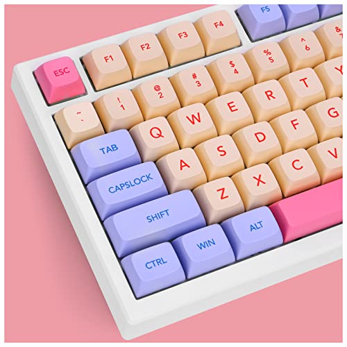 KXRORS PBT Tastenkappen mit 132 Tasten, pink, niedliche Tastenkappen, Farbstoff-Sublimation, Tastenkappen-Set für Cherry Gateron MX-Schalter, mechanische Tastaturen – Marshmallow-Tastenkappen von KXRORS