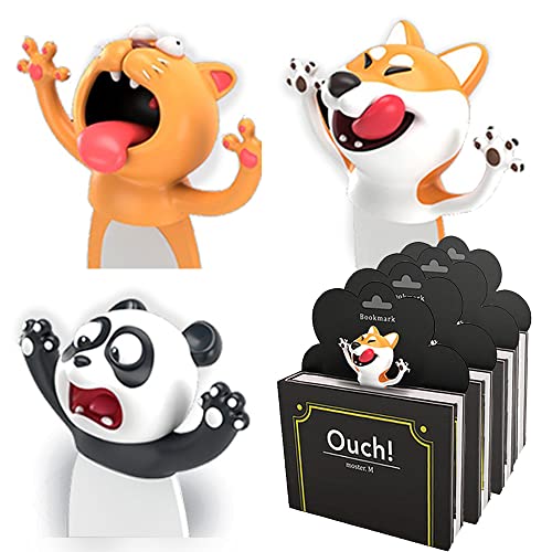 3er SPARSET - 3 Stück KXT Witzige 3D Cartoon Tier-Lesezeichen für Kinder+Erwachsene (Katze Hund Panda) von KXT DES!GN