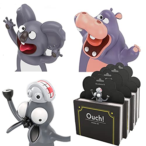 3er SPARSET - 3 Stück KXT Witzige 3D Cartoon Tier-Lesezeichen für Kinder+Erwachsene (Koala Flusspferd Esel) von KXT DES!GN