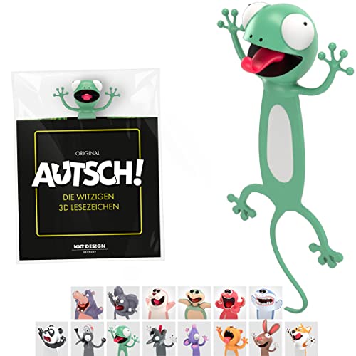 KXT Witzige 3D Lesezeichen - Original AUTSCH! Cartoon Tiere - Lustiges Geschenk für Kinder und Erwachsene (Gecko) von KXT DES!GN