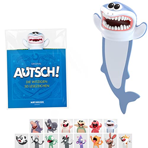 KXT Witzige 3D Lesezeichen - Original AUTSCH! Cartoon Tiere - Lustiges Geschenk für Kinder und Erwachsene (Hai) von KXT DES!GN