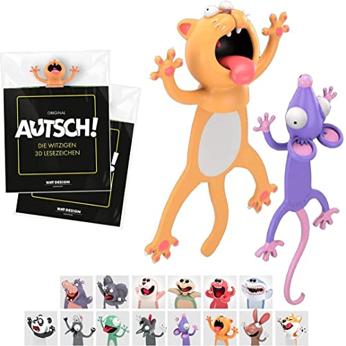 KXT Witzige 3D Lesezeichen - Original AUTSCH! Cartoon Tiere - Lustiges Geschenk für Kinder und Erwachsene (Katz&Maus) von KXT DES!GN