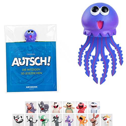 KXT Witzige 3D Lesezeichen - Original AUTSCH! Cartoon Tiere - Lustiges Geschenk für Kinder und Erwachsene (Qualle) von KXT DES!GN