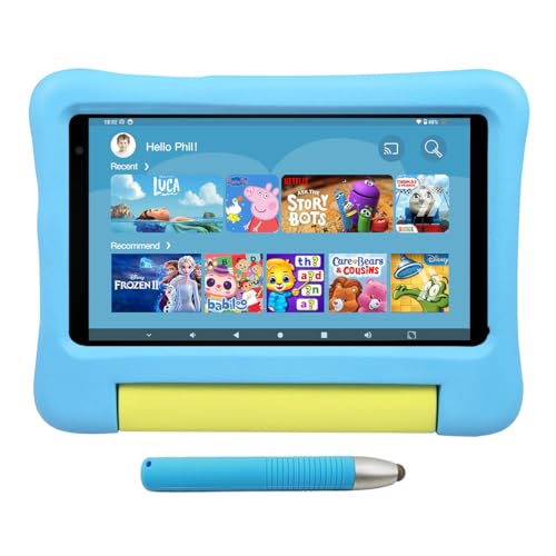 KYASTER Kinder Tablet, 7 Zoll 5G WiFi6 Android 12 Tablet für Kinder, Full HD 1920x1200 IPS Bildschirm, 2GB +32GB, elterliche Kontrollen Spiel Bildung Apps, Kindersicheres Gehäuse mit Stift von KYASTER