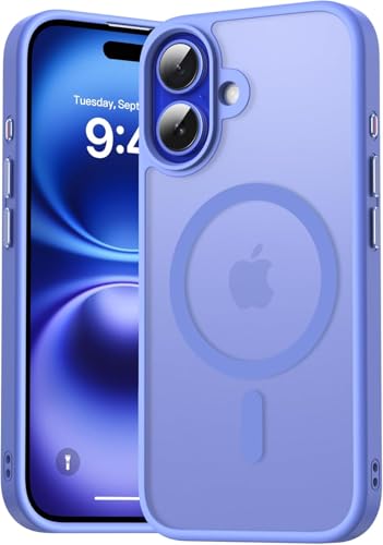 KYGVFRTD Magnetische Schutzhülle für iPhone 16 6,1 Zoll (16,1 cm), Rückseitenschutz, transparent, gefrostet, dünn, stoßfest, Fingerschutz, Case für iPhone 16, Ultramarin von KYGVFRTD