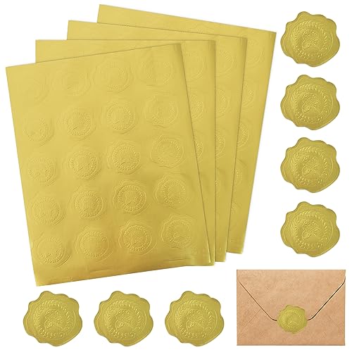 500 Stücke Wachssiegel Selbstklebend Sticker, Gold Briefumschlag Aufkleber Geprägtes, Sticker Hochzeit Aufkleber, Umschlagaufkleber Siegelaufkleber für Hochzeit Umschläge Einladungen Geburtstag Party von KYSUN