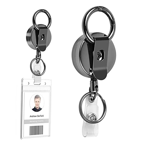 KYSUN 2pcs Einziehbarer Schlüsselanhänger, Ausziehbarer Schlüsselanhänger, Retractable Schlüsselanhänger, Schlüsselband Ausziehbar mit 68 cm Stahldrahtseil für ID Badge Holder, Schlüsselkarten von KYSUN