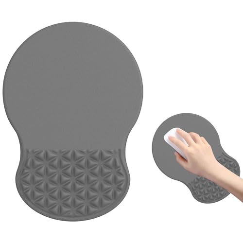 KYSUN Ergonomisches Mauspad Handgelenkstütze, Handgelenk Polster Tastatur Maus, Mauspad mit rutsch Fester Basis, Gel Kissen Maus Matte für Computer und Laptop (grau) von KYSUN