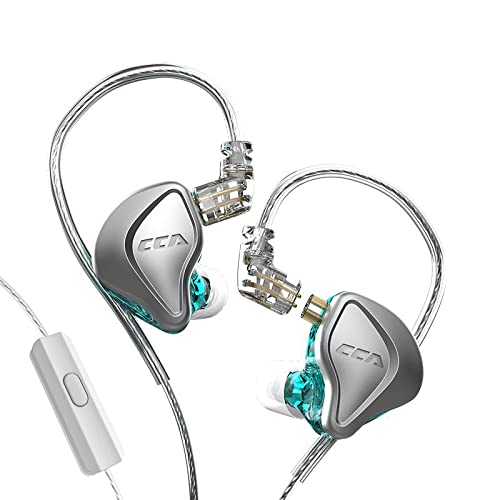 CCA NRA Electrostatic Drive In Ear Earphone 1DD 1Estat Wired Earphone HiFi Sport Gaming Earbuds Kopfhörer Kompatibilität für Telefon Computer Tablet mit Geschenk-Set-Cyan mit Mikrofon von KZ