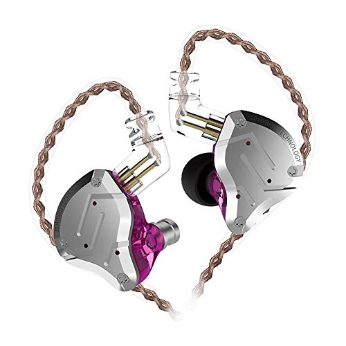 KZ ZS10 Pro In-Ear-Headset 4BA + 1DD Hybrid 10 Einheiten HiFi-Bass-Ohrhörer Sport Noise Cancelling-Ohrhörer (Ohne mic, Lila) von KZ