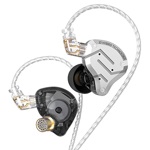 KZ ZS10 pro In Ear Kopfhörer mit Kabel, 30Ω HiFi Kabelgebundene Kopfhörer, IEM In Ear Monitore Kopfhörer Ohrhörer Kopfhörer für Sport Gaming Musik(Schwarz,mit Mikrofon) von KZ