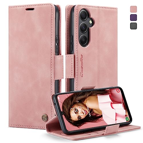 KZB Handyhülle für Samsung Galaxy A34 5G Hülle Premium Leder Klappbar Tasche RFID Schutzhülle Flip Case Magnet Kartenfach Standfunktion Klapphülle für Samsung Galaxy A34 5G 6,6'' - Rosa von KZB