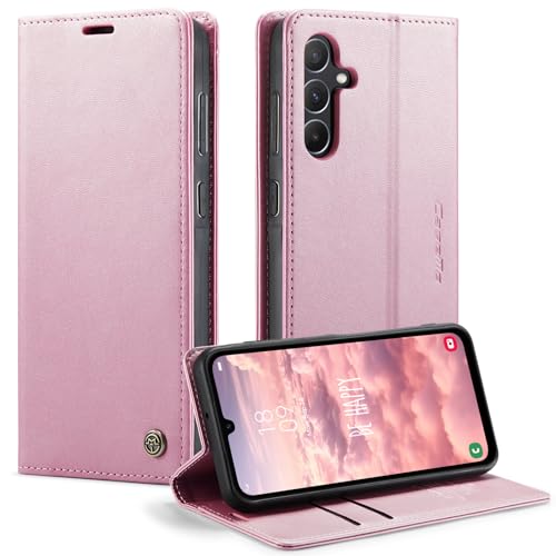 KZB Handyhülle für Samsung Galaxy A35 5G Hülle Premium Leder Klappbar Tasche Flip Case Magnet Kartenfach Standfunktion Klapphülle Schutzhülle für Samsung Galaxy A35 - Rose Gold von KZB