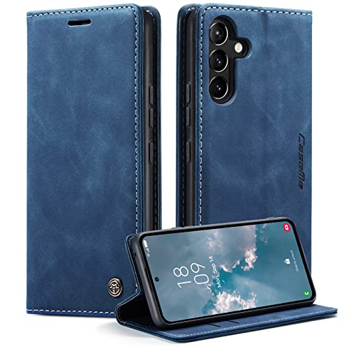 KZB Handyhülle für Samsung Galaxy A54 5G Hülle Premium Lederhülle Klappbar Flip Case Tasche Magnet Kartenfach Standfunktion Schutzhülle für Samsung Galaxy A54 5G - Blau von KZB