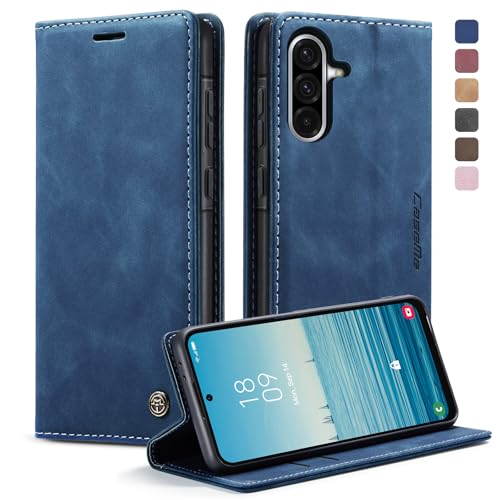 KZB Handyhülle für Samsung Galaxy A56 5G Hülle Premium Leder Klappbar Tasche Flip Case Magnet Kartenfach Standfunktion Klapphülle Schutzhülle für Samsung Galaxy A56 - Blau von KZB