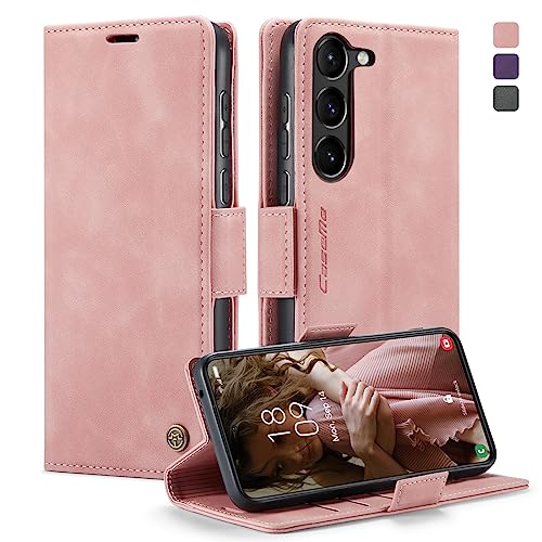 KZB Handyhülle für Samsung Galaxy S23 5G Hülle Premium Leder Klappbar Tasche RFID Schutzhülle Flip Case Magnet Kartenfach Standfunktion Klapphülle für Samsung Galaxy S23 6,1'' - Rosa von KZB