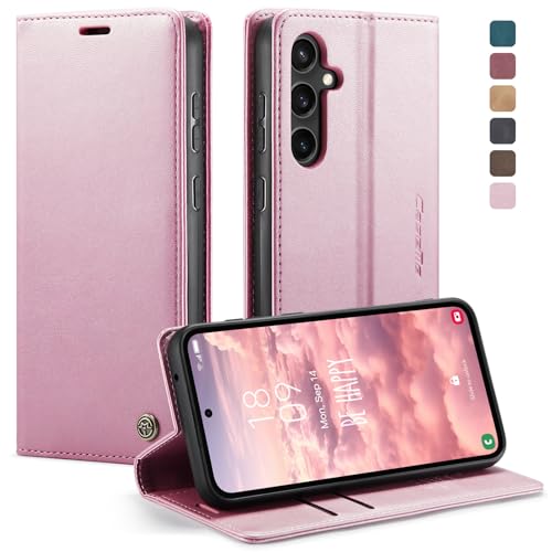 KZB Handyhülle für Samsung Galaxy S23 FE 5G Hülle Premium Leder Klappbar Tasche Flip Case Magnet Kartenfach Standfunktion Klapphülle Schutzhülle für Samsung Galaxy S23 FE 6,4'' - Rose Gold von KZB