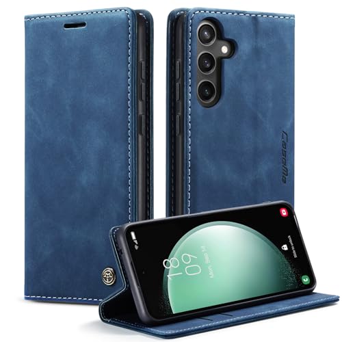KZB Handyhülle für Samsung Galaxy S23 FE Hülle Premium Leder Klappbar Tasche RFID Schutzhülle Flip Case Magnet Kartenfach Standfunktion Klapphülle für Samsung Galaxy S23 FE - Blau von KZB