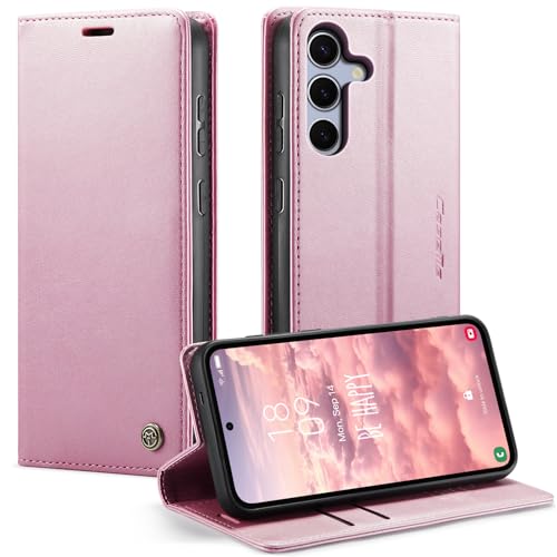 KZB Handyhülle für Samsung Galaxy S25 5G Hülle Premium Leder Klappbar Tasche Flip Case Magnet Kartenfach Standfunktion Klapphülle Schutzhülle für Samsung Galaxy S25 6,2'' - Rose Gold von KZB