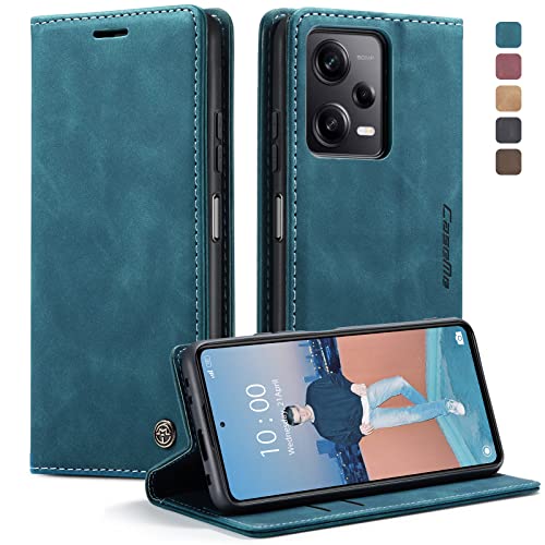 KZB Handyhülle für Xiaomi Redmi Note 12 Pro 5G Hülle (Nicht für 4G) für Xiaomi Poco X5 Pro 5G Premium Lederhülle Klappbar Flip Tasche Magnet Kartenfach Standfunktion Schutzhülle - Blaugrün von KZB