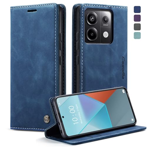 KZB Handyhülle für Xiaomi Redmi Note 13 Pro 5G Hülle (Nicht für 4G) Premium Leder Klappbar Tasche Flip Case Magnet Kartenfach Standfunktion Klapphülle Schutzhülle für Redmi Note 13 Pro 5G - Blau von KZB