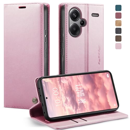KZB Handyhülle für Xiaomi Redmi Note 13 Pro Plus 5G/ Redmi Note 13 Pro+ 5G Hülle Premium Leder Klappbar Tasche Flip Case Magnet Kartenfach Standfunktion Klapphülle Schutzhülle - Rose Gold von KZB